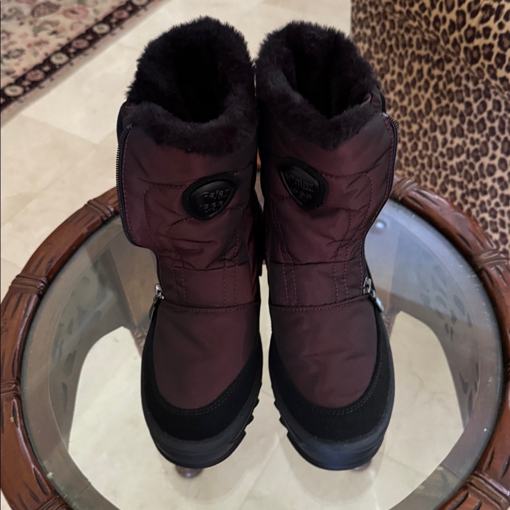 Pajar Tanita Bordeaux Fur Lined Winter Boots Size 10 W / 41 EUR